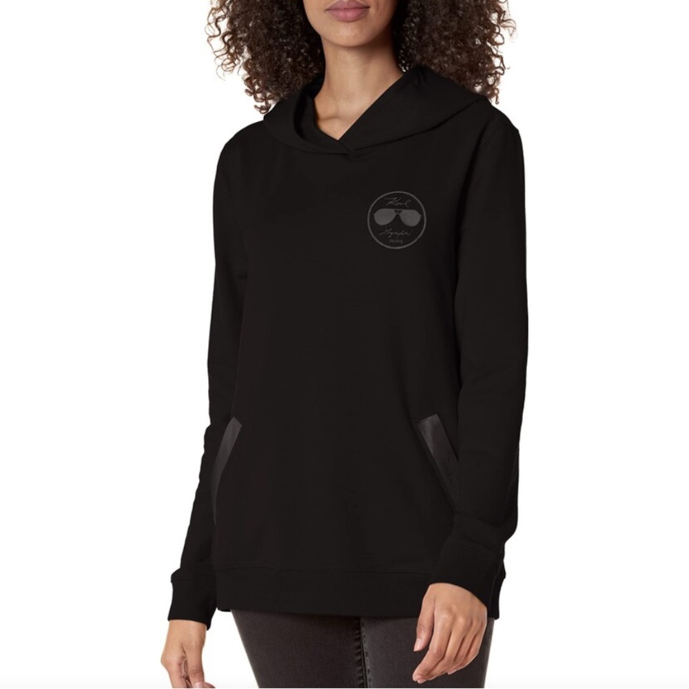 Karl Lagerfeld Paris Hoodie Men’s/Women’s‎ Large Black Pullover Logo Casual